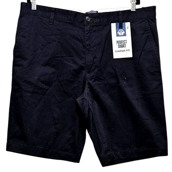 Dockers Mens Perfect Shorts Classic Fit Black Cotton Size 38 - Picture 1 of 15